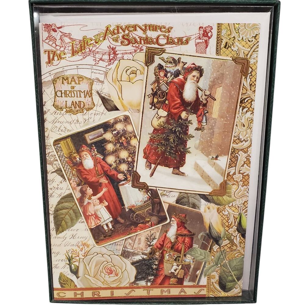 Vintage Santa Claus Christmas Cards Victorian Punch Studio Cards Gold Accents